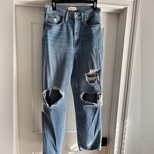 Madewell Light Blue Distressed Saggy Straight Jeans